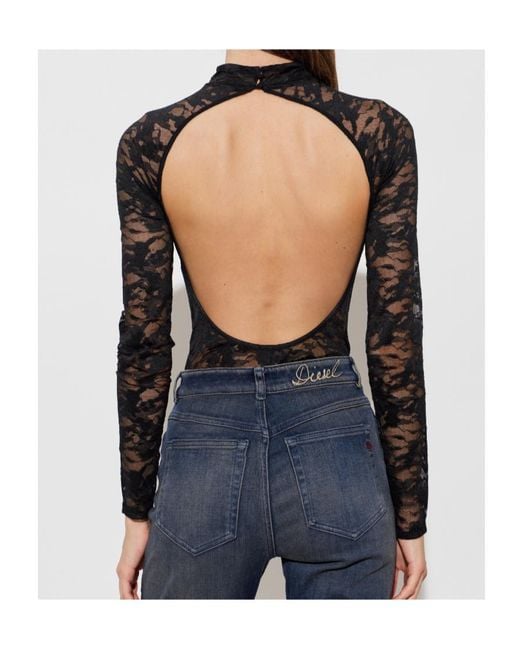 DIESEL Black Lace Open Back Bodysuit