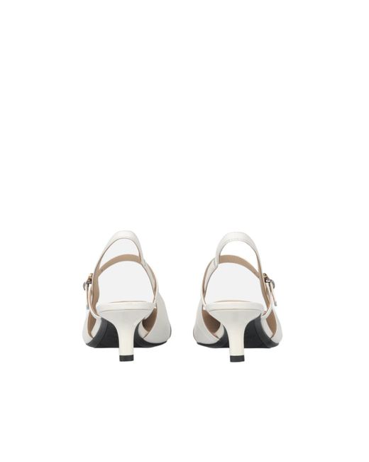 Pinko White Pointed Toe Slingback Pumps