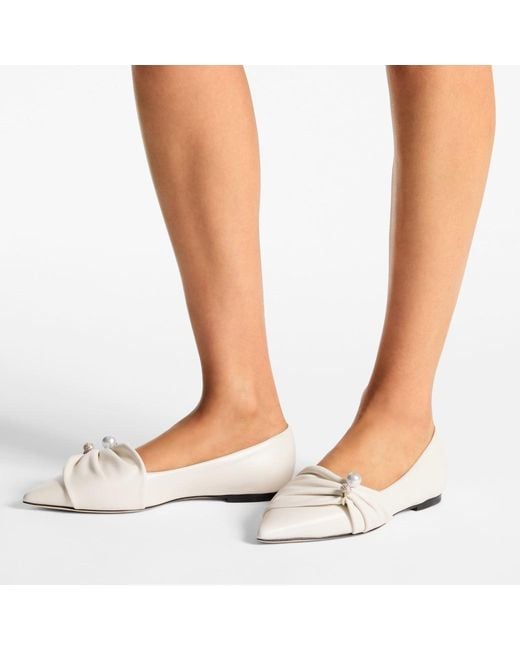 Jimmy Choo White Raffi Ballet Flats