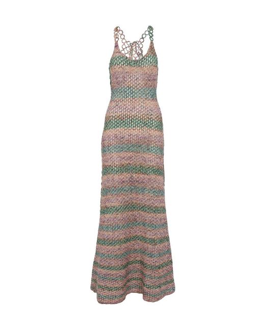 Chloé Gray Chloé Striped Sleeveless Knit Dress