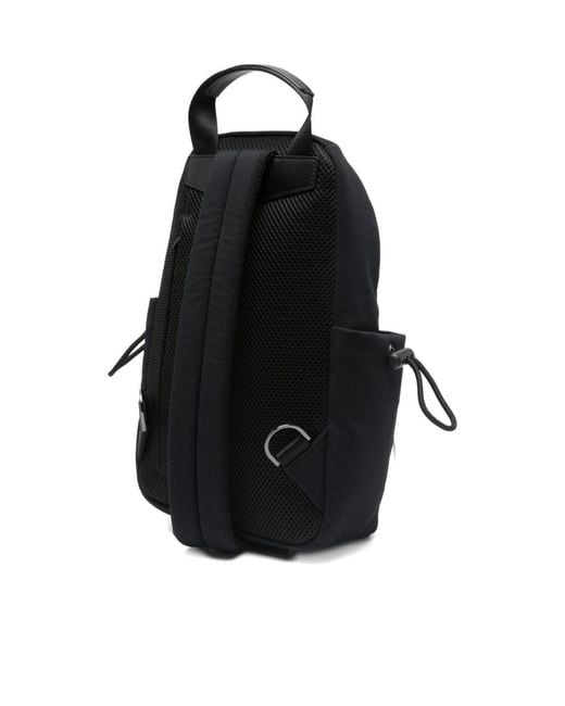 Emporio Armani Black Logo-Patch Backpack for men