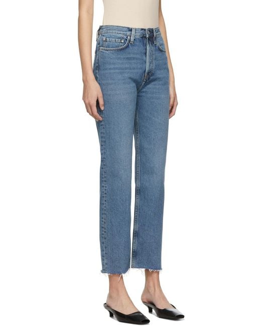 Totême  Blue Totême Logo Patch Cropped-Leg Jeans