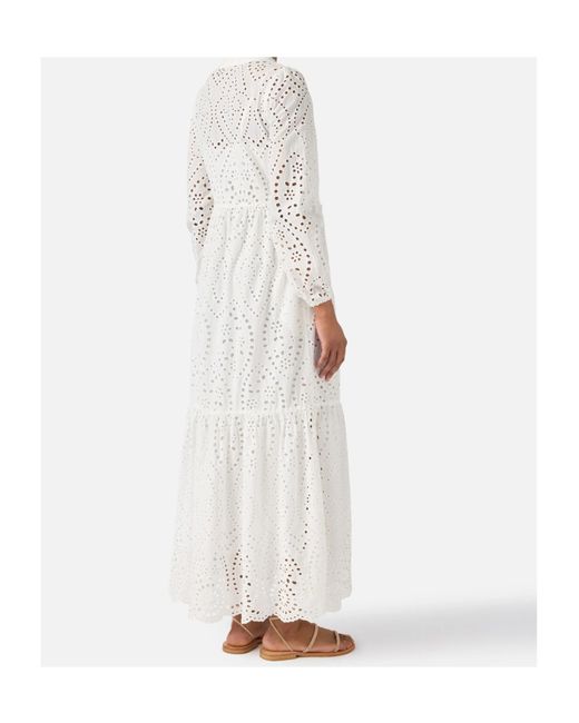 Mc2 Saint Barth White Sylvia Broderie-Anglaise Tiered Maxi Dress
