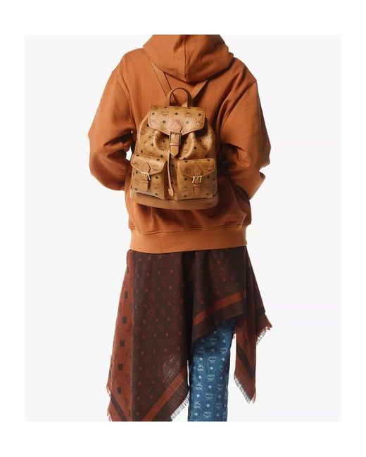 MCM Brown Aren Drawstring Small Backpack