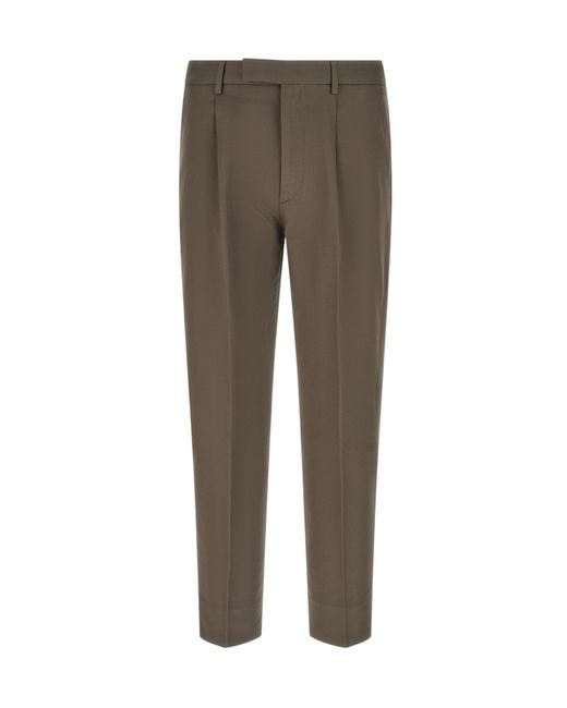 Zegna Gray Pleated Slim Pants for men