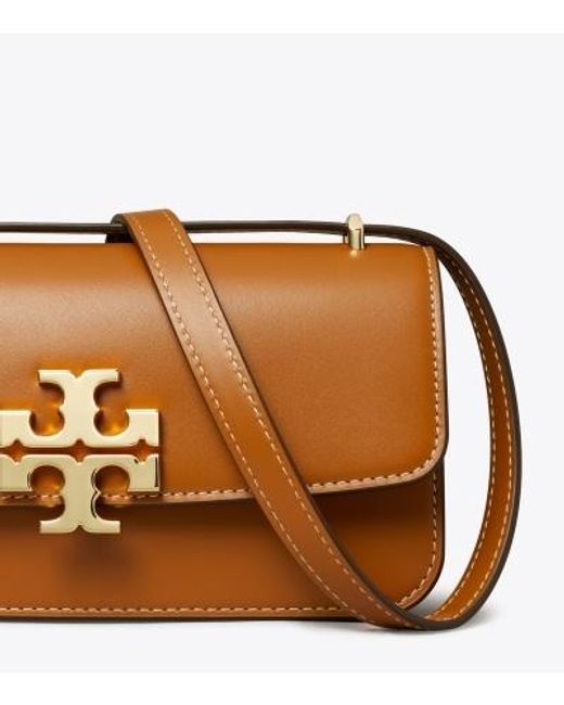 Tory Burch Brown Convertible Eleanor Foldover Top Small Shoulder Bag