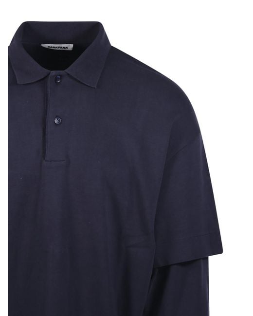DARKPARK Blue Long-Sleeved Layered Polo Shirt for men