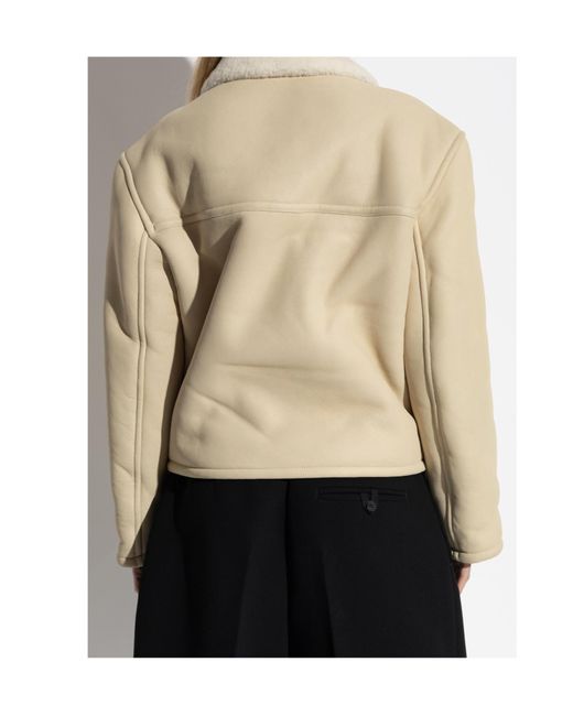 Jacquemus Natural Double-Breasted Shearling Coat