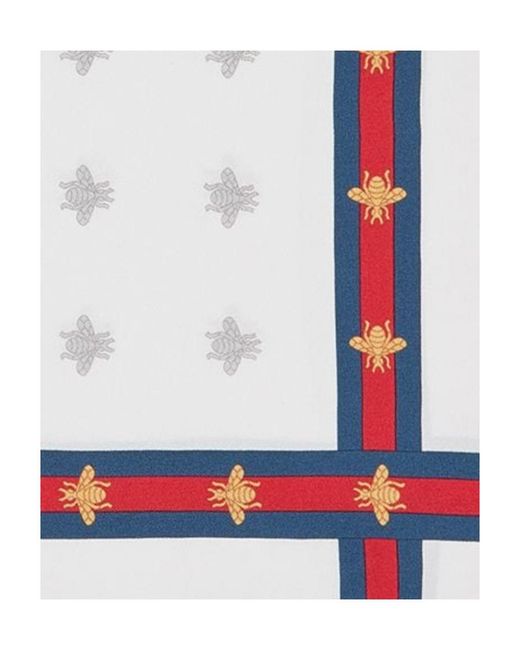 Gucci White Decorative Pattern Pocket Square for men