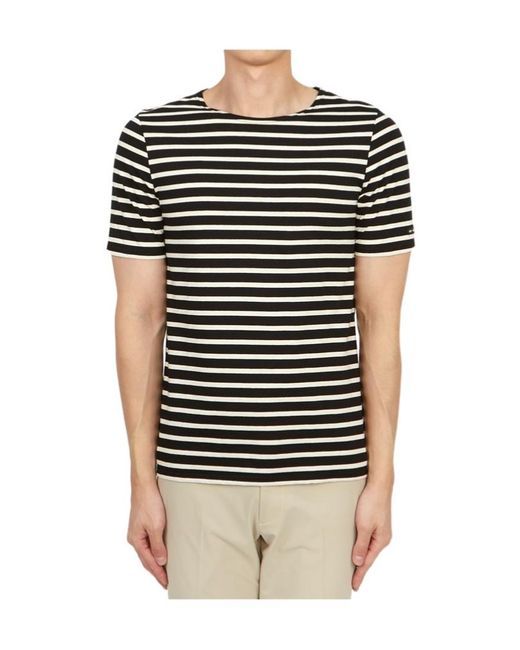Saint James Black Striped Short-Sleeved T-Shirt for men