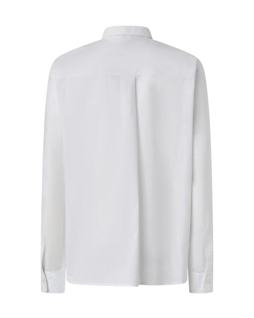 Pinko White Love Birds Embroidered Poplin Shirt