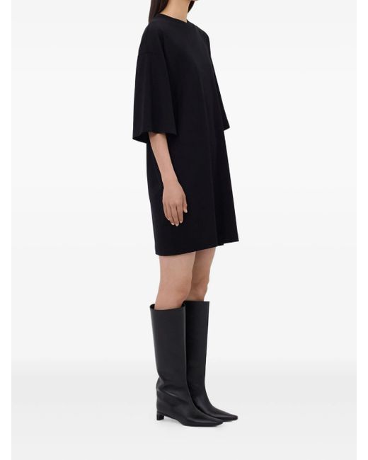 Loulou de Saison Black Ayaz Drop-Shoulder Mini Dress