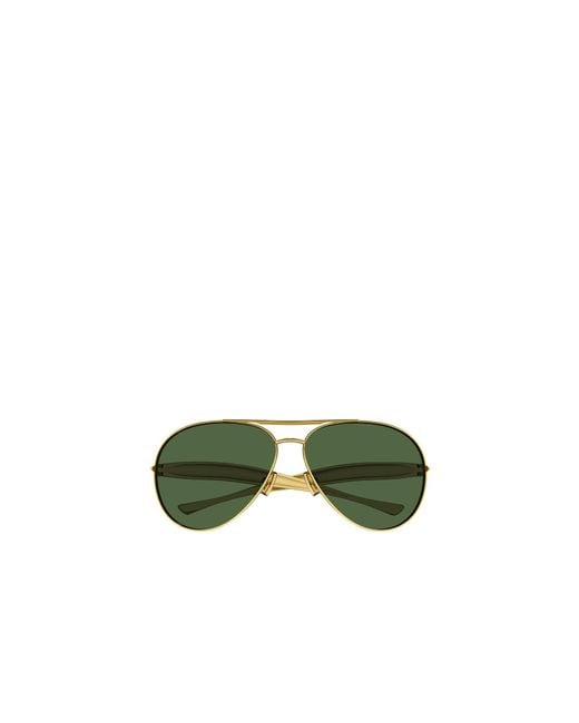 Bottega Veneta Green Eyewear Aviator Frame Sunglasses for men