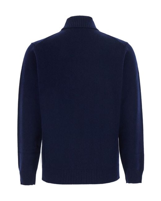 Kangra Cashmere Blue Long-Sleeve High-Neck Top for men