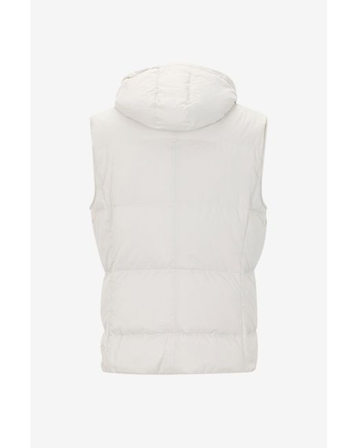 Brunello Cucinelli White Sleeveless Padded Jacket for men