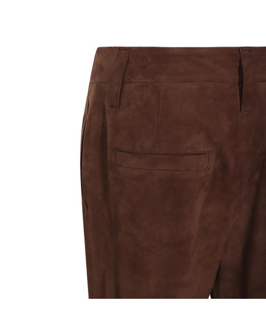Brunello Cucinelli Brown Suede Trousers