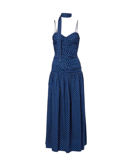 Posse Blue Edie Polka-Dot Maxi Dress