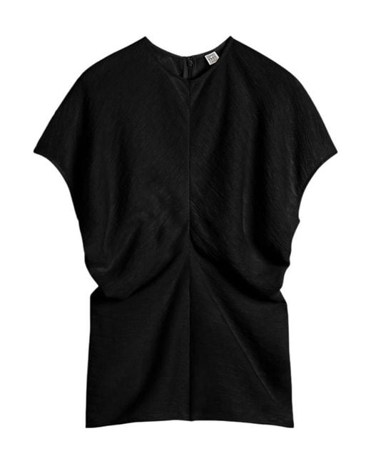 Totême Black Totême Round Neck Ruched-Waist Top
