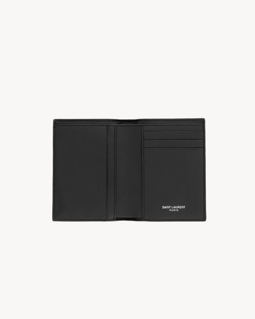 Saint Laurent Black Tiny Cassandre Credit Card Wallet for men