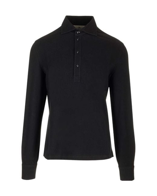 Brunello Cucinelli Blue Long Sleeved Buttoned Polo Shirt for men