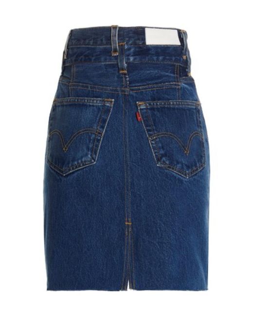 Re/done Blue Double Waisted Denim Skirt