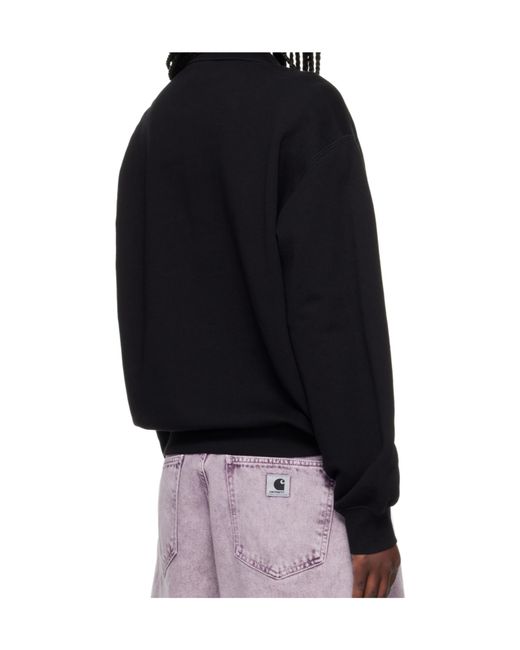 Carhartt Black Wip Label Logo-Embroidered Long-Sleeve Polo Shirt