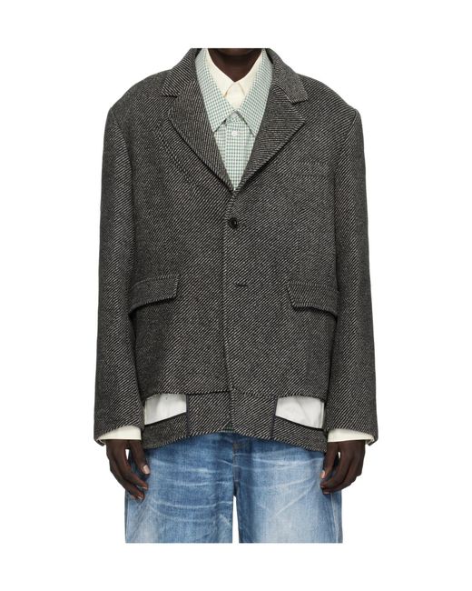 ANDERSSON BELL Gray Inside Out Wool Blazer for men