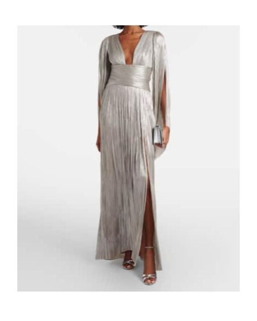 Maria Lucia Hohan Gray Alana Pleated Silk Tulle Gown