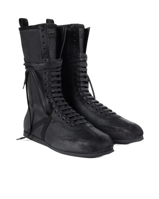 Ann Demeulemeester Black Lace-Up Boots for men