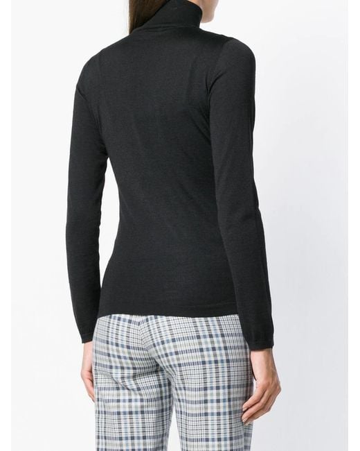Brunello Cucinelli Black Roll-Neck Tonal Jumper