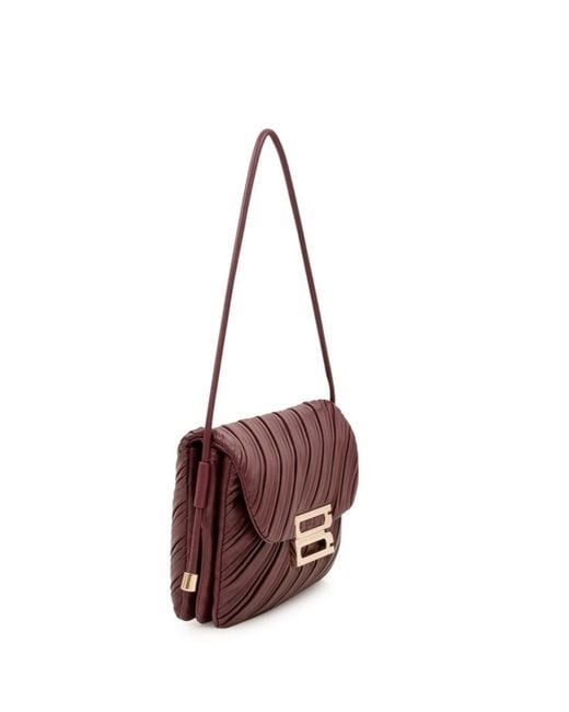 Victoria Beckham Purple Soft Dorian Pleated Leather Shoulder Bag