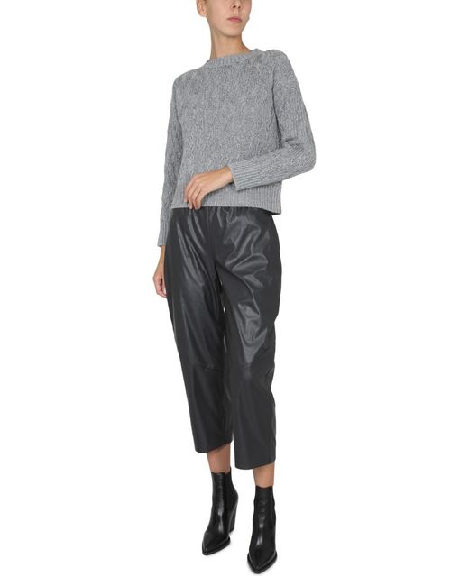 Fabiana Filippi Gray Lurex Detailed Cable Knitted Jumper