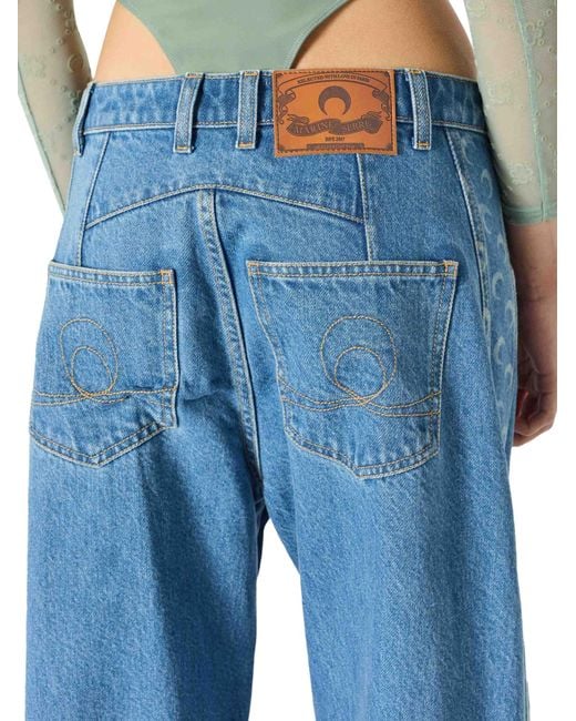 MARINE SERRE Blue Relaxed-Fit Light Denim Baggy Jeans