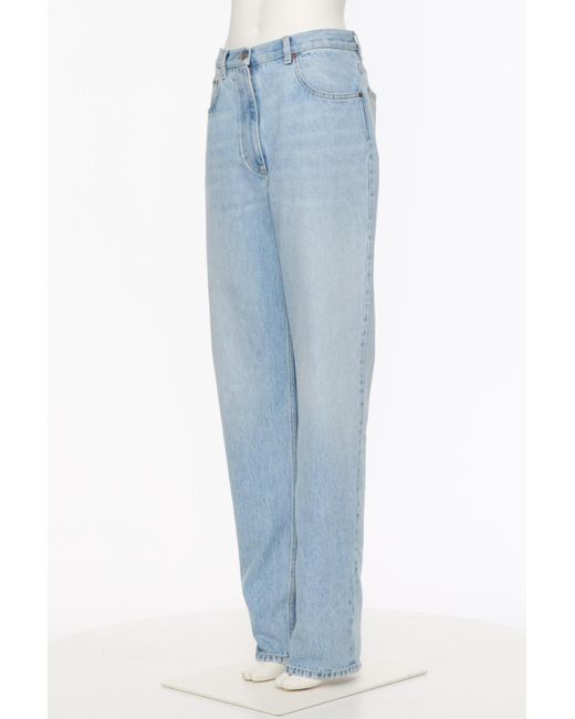 Valentino Blue Logo Patch Straight Leg Jeans