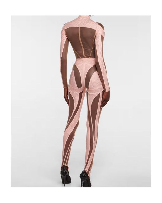 Mugler Pink Paneled Stirrup Leggings