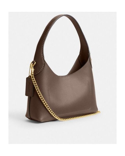 COACH Brown Brooklyn 23 Logo Printed Shoulder Bag
