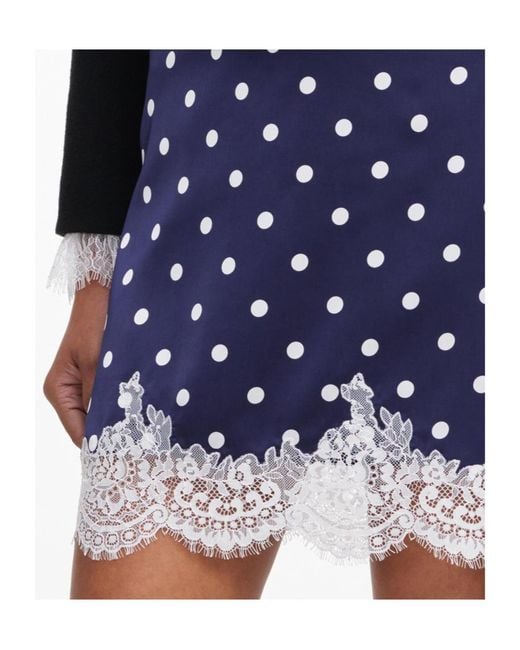 Self-Portrait Blue Polka Dot Satin Mini Skirt