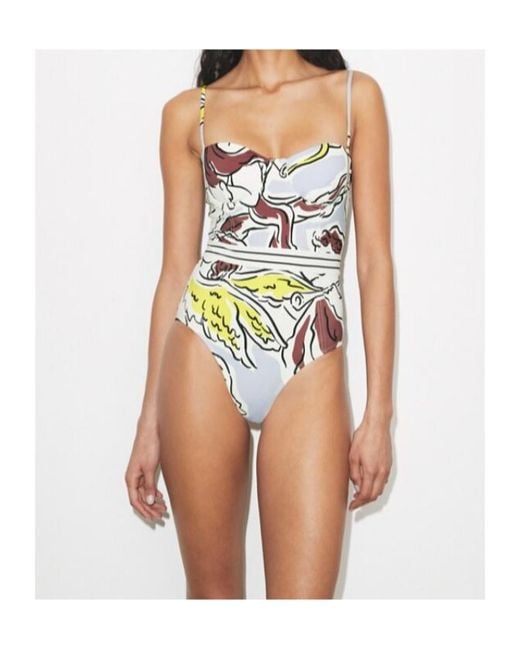 Tory Burch White Printed One-Piece Swimsuit