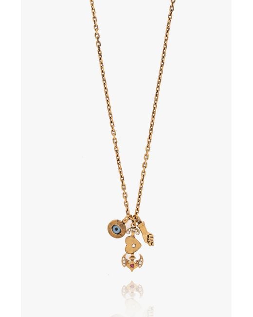DSquared² White Charm-Detail Cable-Chain Necklace for men