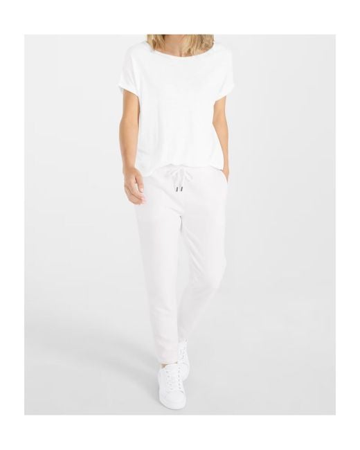 Juvia White Drawstring Waist Casual Pants