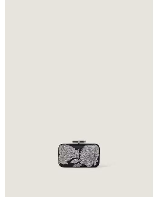 Givenchy Gray Pout Evening Clutch With Sequins Floral Embroideries