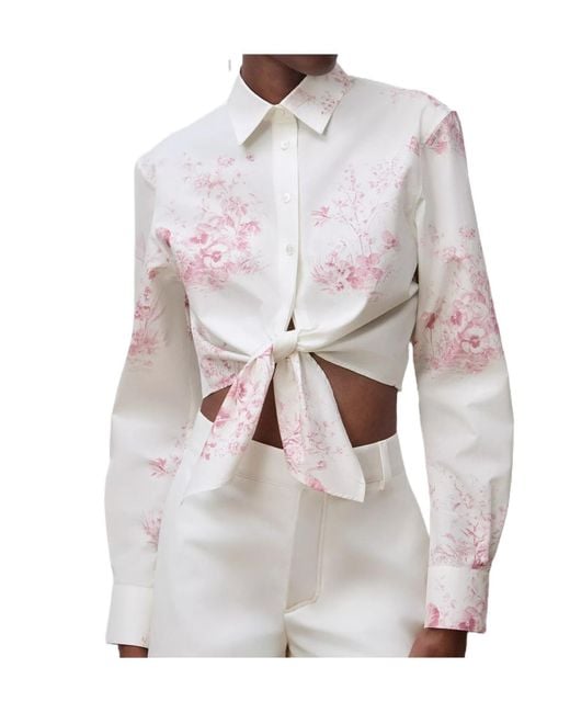 Dior White Iviera Tied Cropped Blouse