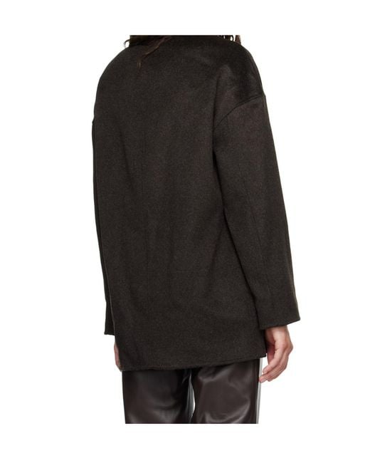 Loulou de Saison Black Cropped Coat With A Round Neck