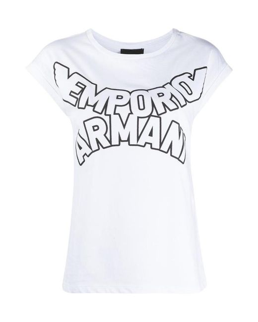 Emporio Armani White Curved Logo T-Shirt
