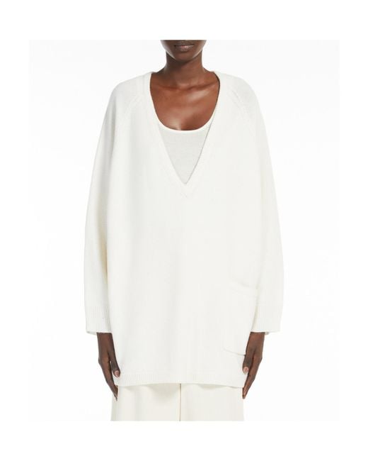 Max Mara White Wool And Cashmere Pullovers