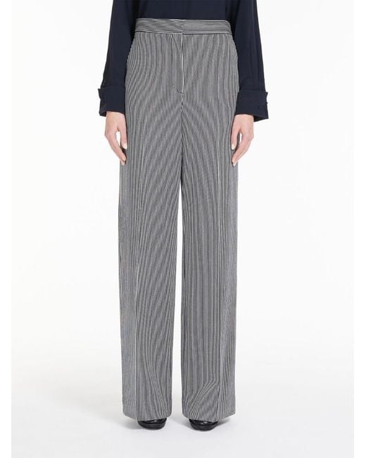 Max Mara Gray Stripe-Pattern Trousers