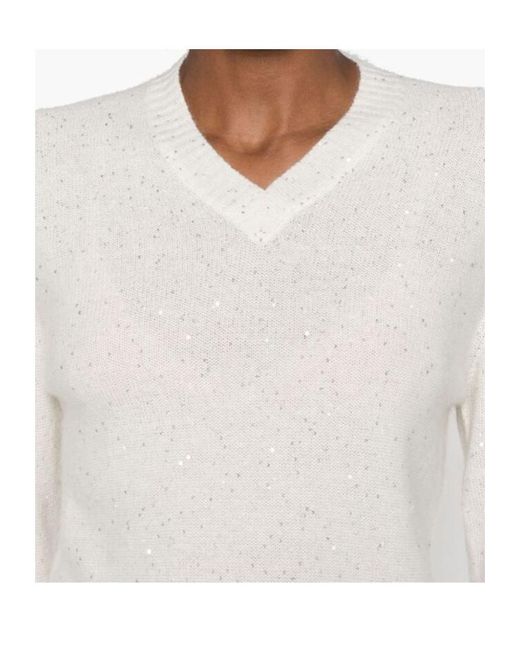Fabiana Filippi White Sequin Embellished V-Neck Jumper