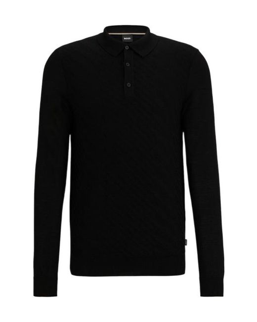 Boss Black Collarless Virgin Wool-Blend Top for men