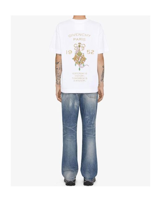 Givenchy White Logo Embroidered T-Shirt for men