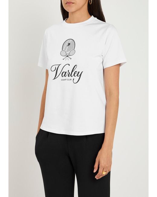 Varley White Front Printed Cotton T-Shirt
